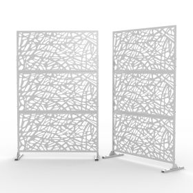 6.33 ft. H x 3.93 ft. W Laser Cut Metal Privacy Screen;  24"*48"*3 panels (Color: White, Material: Galvanized steel)