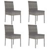 vidaXL 5 Piece Patio Dining Set Poly Rattan Gray