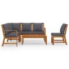 vidaXL 5 Piece Patio Lounge Set with Cushion Solid Acacia Wood